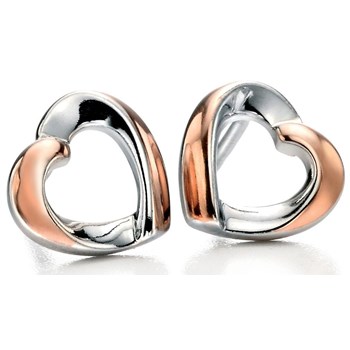 Boucle d'oreille coeur plaqué Or rose en argent 925/1000