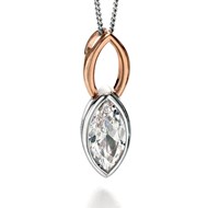 Collier  plaqué Or rose avec zirconium et sa Chaine de 51 cm en argent 925/1000