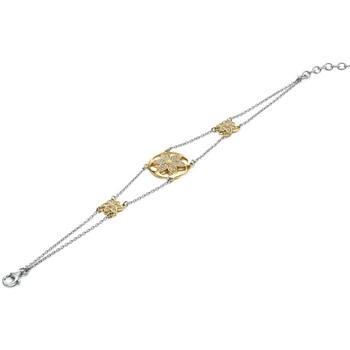 Gouden en zirkonium vergulde bloemenarmband in zilver 925/1000