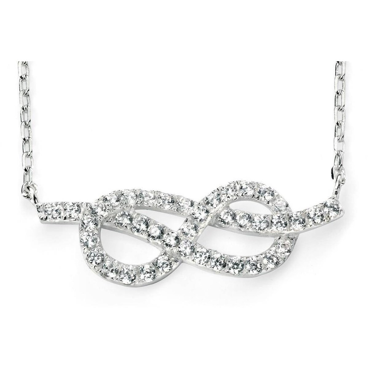 Collier infini avec zirconium en argent 925/1000