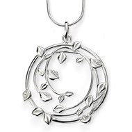 Collier feuilles et zirconium en argent 925/1000