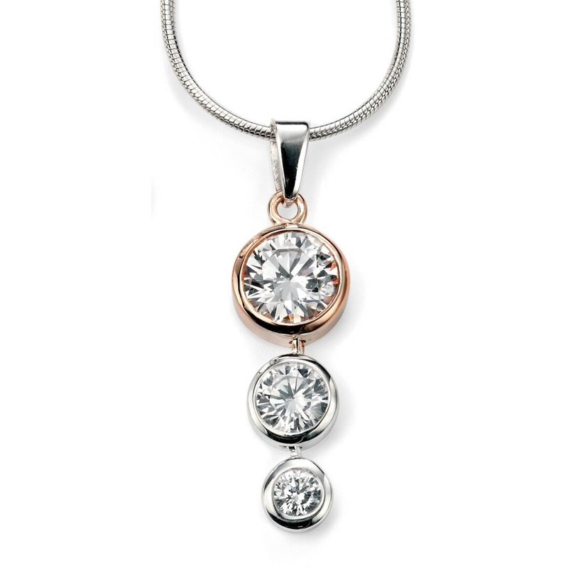 Collier plaqué Or rose et zirconium en argent 925/1000