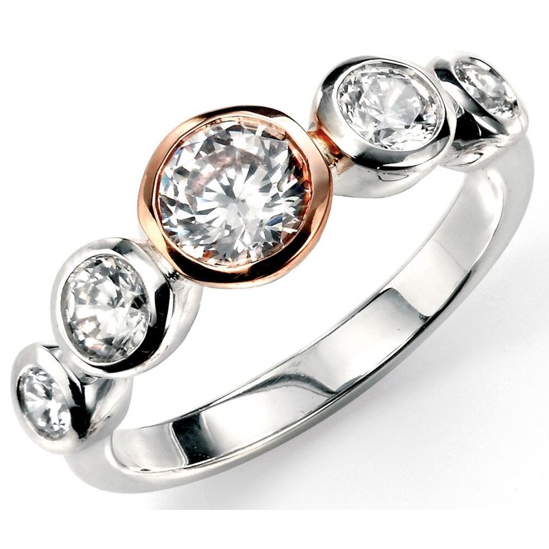 Bague plaqué Or rose et zirconium en argent 925/1000