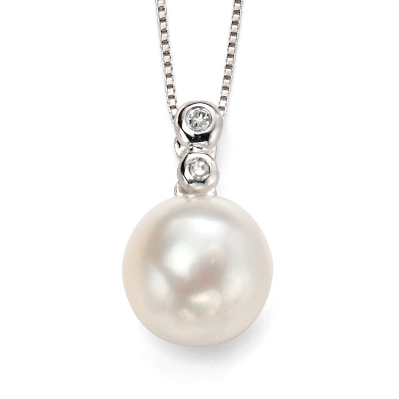 Collier perle et diamant en Or blanc 375/1000