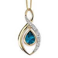 Collier topaze bleu et diamant en Or 375/1000