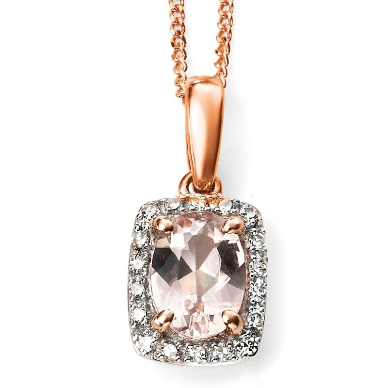 Collier morganite et diamant en Or rose 375/1000