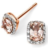 Boucle d'oreille morganite et diamant en Or rose 375/1000
