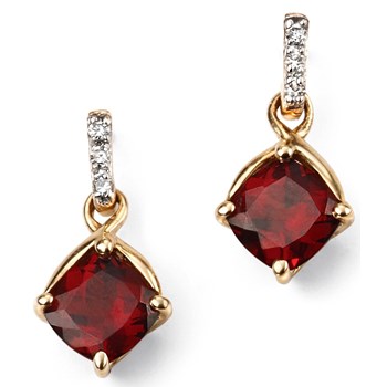 Boucle d'oreille grenat et diamants en Or 375/1000