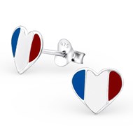 Boucle d'oreille coeur allez la France en argent 925/1000