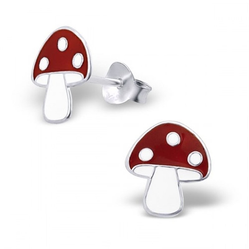 Boucle d'oreille champignon en argent 925/1000