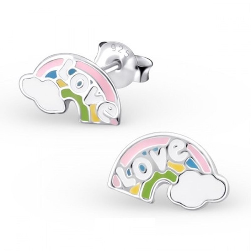 Boucle d'oreille arc en ciel Love en argent 925/1000