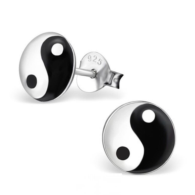 Boucle d'oreille yin et yang en argent 925/1000