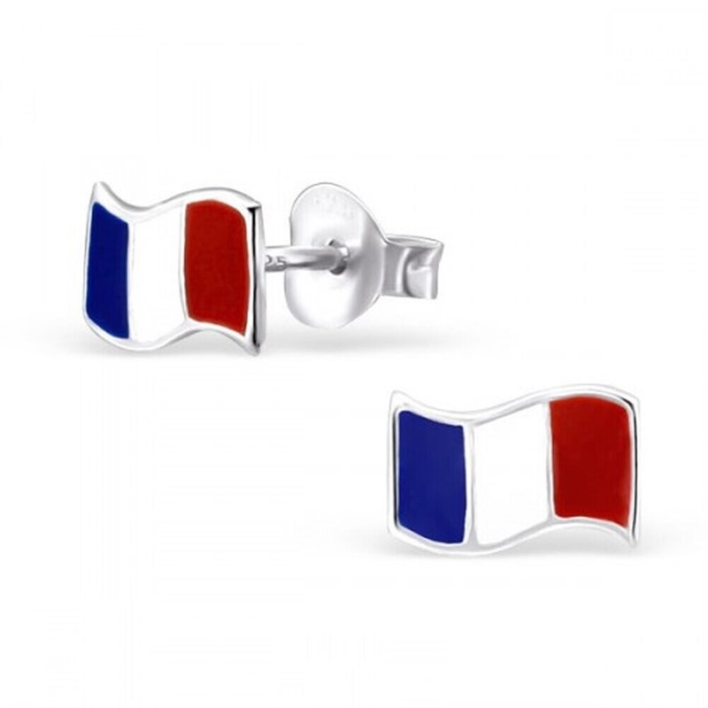 Boucle d'oreille allez la France en argent 925/1000