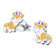 Boucle d'oreille chat en argent 925/1000