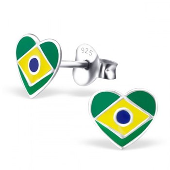Boucle d'oreille coeur allez le Brésil en argent 925/1000