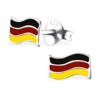 Boucle d'oreille drapeau d'Allemagne en argent 925/1000