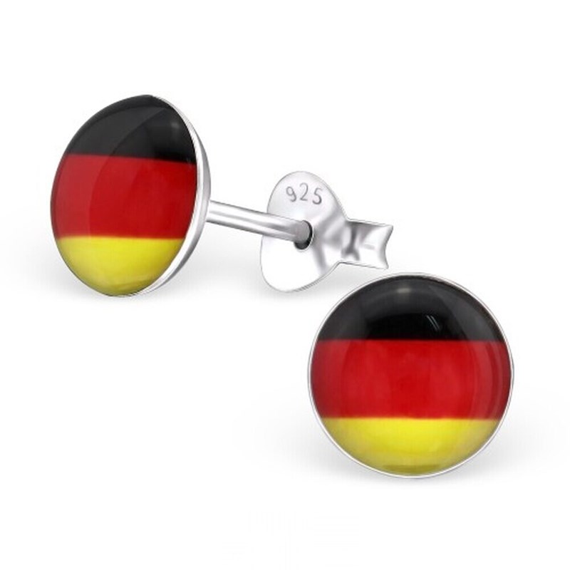 Boucle d'oreille aux couleurs de l'Allemagne en argent 925/1000