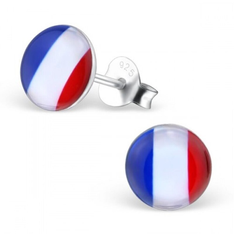 Boucle d'oreille allez la France en argent 925/1000