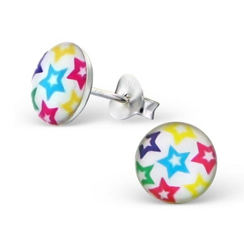 Boucle d'oreille étoiles multicolore en argent 925/1000