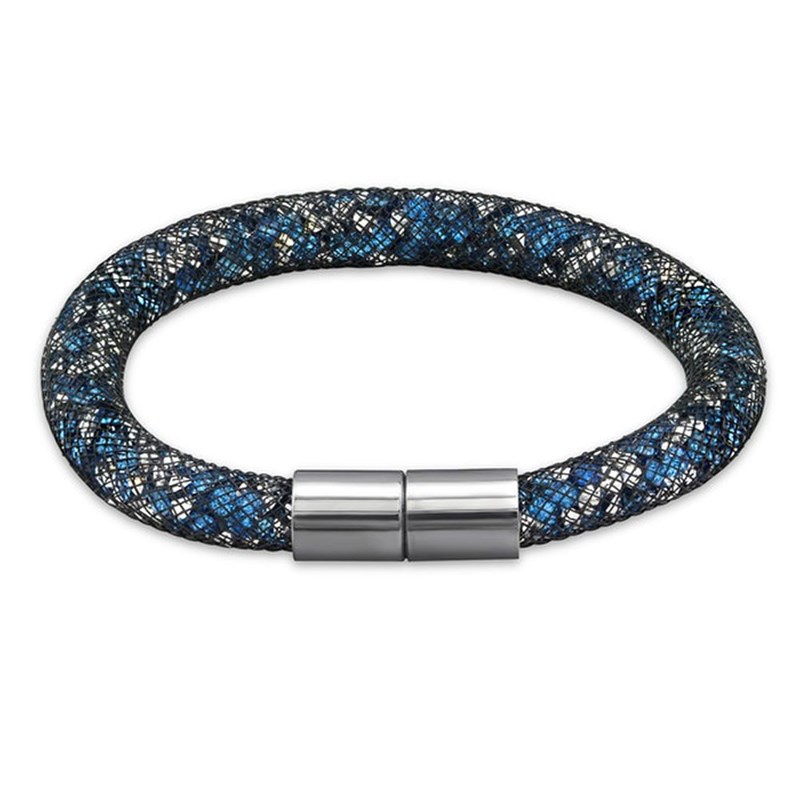 Bracelet cristal bleu et blanc en acier inoxydable