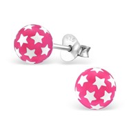 Boucle d'oreille rose étoile en argent 925/1000