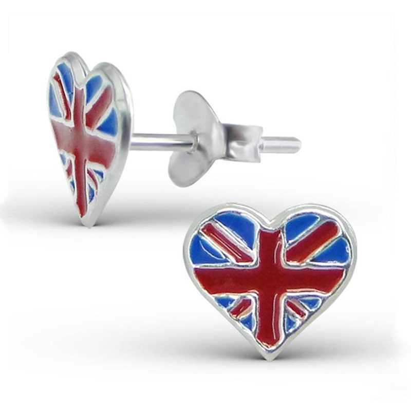 Boucle d'oreille drapeau union jack en argent 925/1000