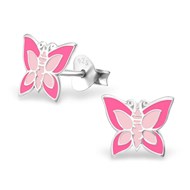 Boucle d'oreille papillon rose claire en argent 925/1000