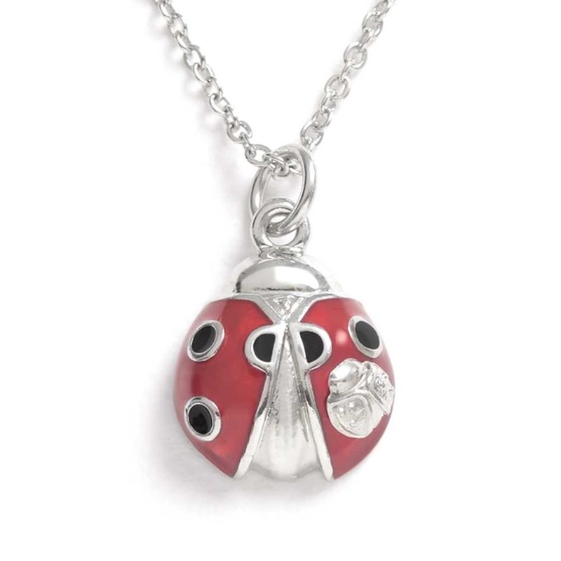 Collier coccinelle en acier inoxydable argenté