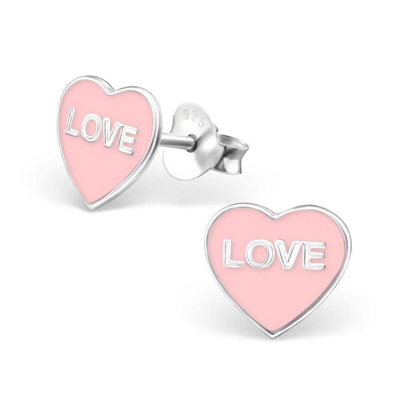 Boucle d'oreille rose love en argent 925/1000