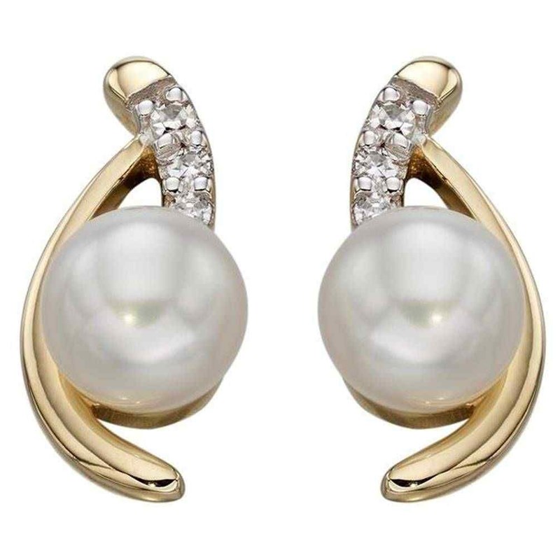 Boucle d'oreille perle et diamant en Or 375/1000