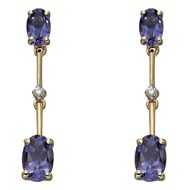 Boucle d'oreille iolite et diamant en Or 375/1000