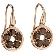 Boucle d'oreille quartz fumée en Or 375/1000