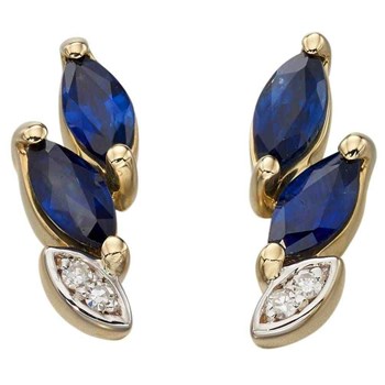 Boucle d'oreille saphir et diamant en Or 375/1000