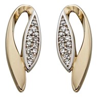 Boucle d'oreille diamant en Or blanc et Or 375/1000