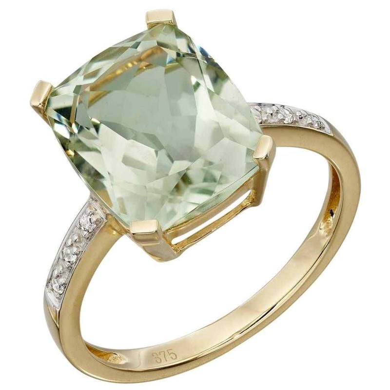 Bague diamant et améthyste vert en Or 375/1000
