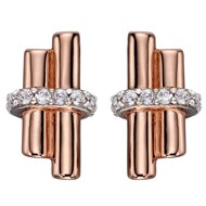 Boucle d'oreille zirconium plaqué Or rose en argent 925/1000