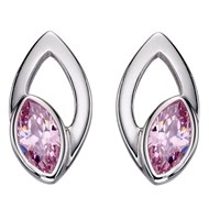 Boucle d'oreille cristal rose en argent 925/1000