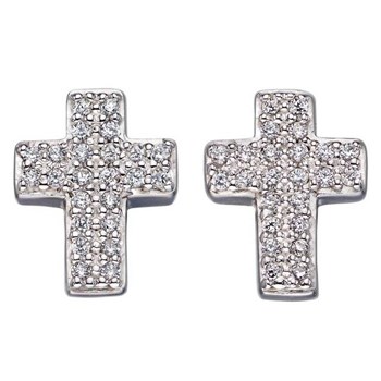 925/1000 sterling zilveren kruis oorbel