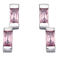 Boucle d'oreille cristal rose en argent 925/1000