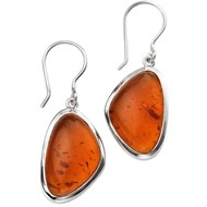 Boucle d'oreille ambre en argent 925/1000