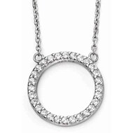 Collier zirconium rond en argent 925/1000