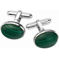 Bouton de manchette pierre de malachite en argent 925/1000