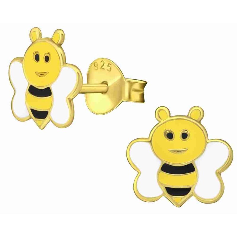 Boucle d'oreille abeille doré en argent 925/1000
