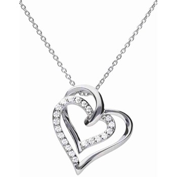 Double heart necklace in silver 925/1000