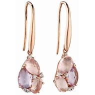 Boucle d'oreille rose de France et quartz rose en Or 375/1000