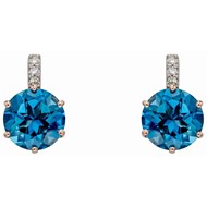 Boucle d'oreille topaze bleu en Or rose 375/1000