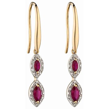 Boucle d'oreille marquise et diamant en Or 375/1000