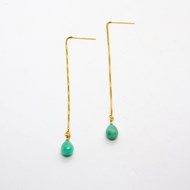 Kira - Boucles d'oreilles pendantes Gold filled 14K et Emeraudes