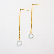 Kira - Boucles d'oreilles pendantes Gold filled 14K et Aigues Marines