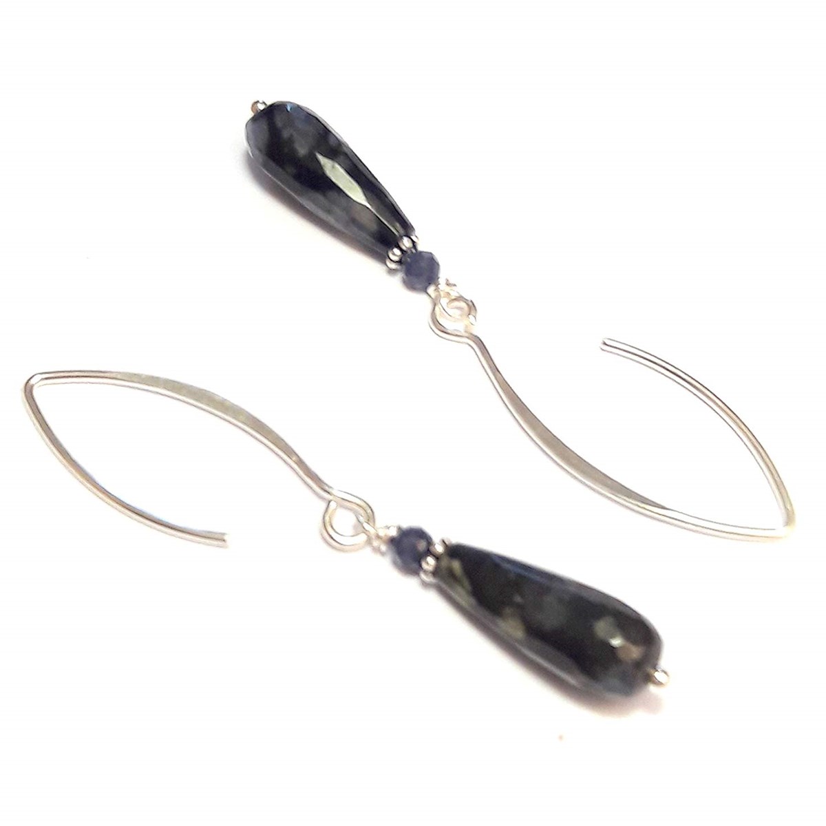 Boucles d'Oreilles Opale et Saphir - vue 2